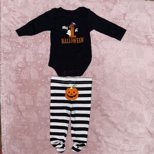 Halloween Baby Outfit with Pumpkin Leggings